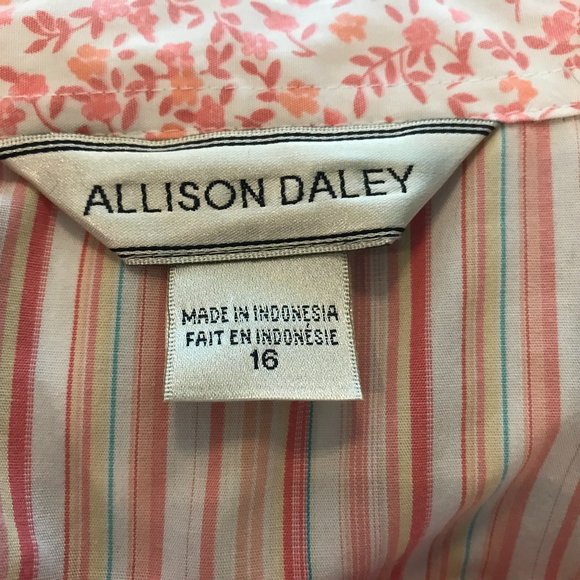 ALLISON DALEY Pink & Peach Striped Shirt - 16 - Picture 8 of 9